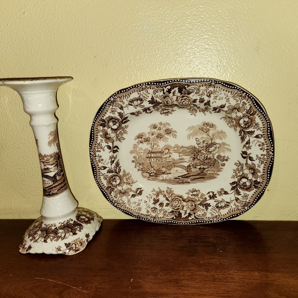 VINTAGE Royal Staffordshire Candlestick & Serving Plate/Bowls